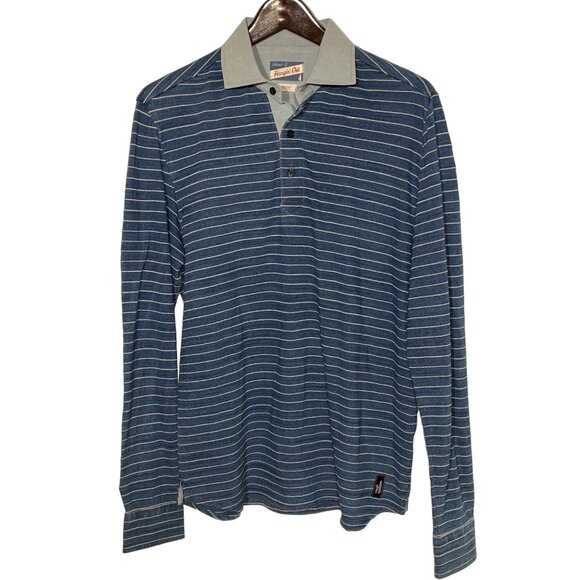 johnnie-O Other - Johnnie-O Hangin' Out Striped Long Sleeve Polo Shirt Blue White Sz MED